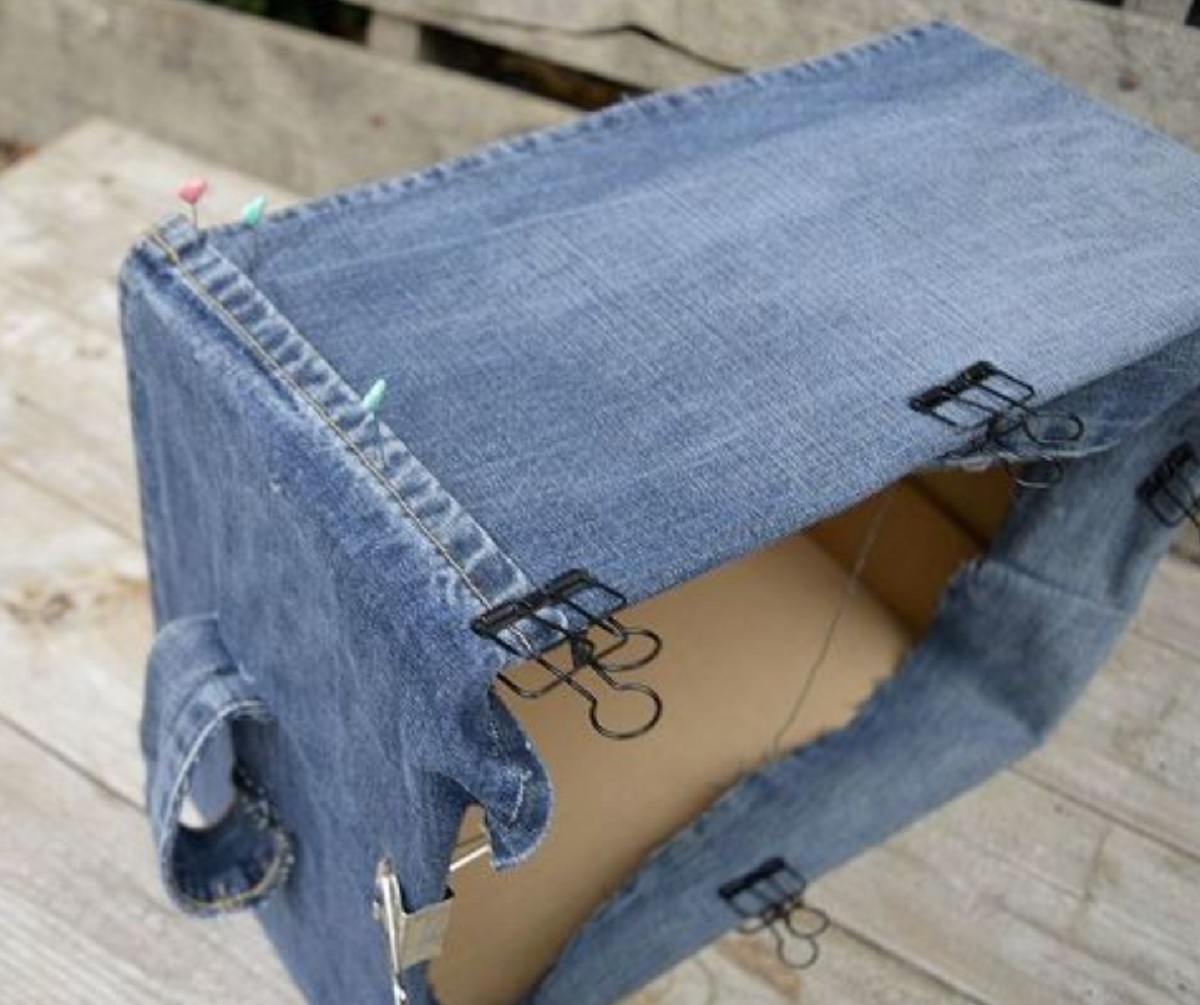 Коробки из джинсовой ткани